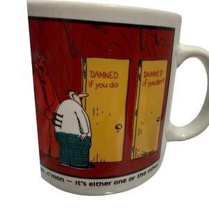 Vintage The Far Side Mug Gary Larson Cartoon Damned If You Do 1985 Coffee Cup